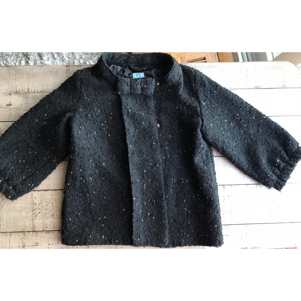 Baby GAP Girl Black Gold Wool Blend Boucle Petticoat Jacket Coat 18-24 Mo